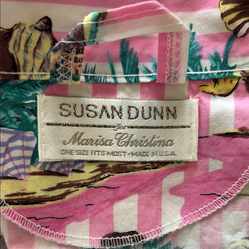 80s striped novelty print Vintage SUSAN DUNN women’s Pink Patterned house dress - Picture 4 of 10